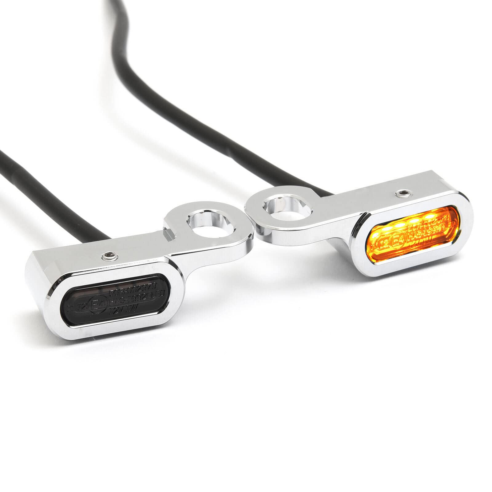 Dock66 Mini LED Blinker Set Lenkerarmatur für Harley mit hydraulischer Kupplung, chrom, ECE