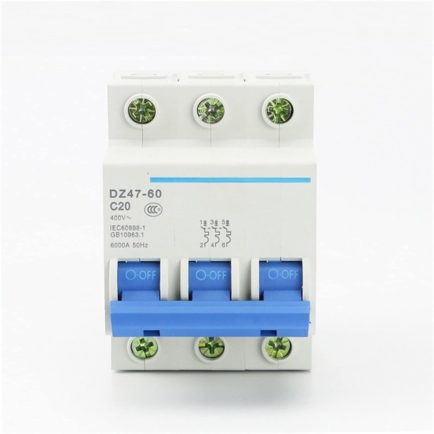ALKOY Circuit Breaker DZ47-60 3P AC 230/400V Breaker Electromagnetic Release Type C Overload Protector 1Pcs (Color : 3, Size : 40A) (Color : 3, Size : 50A)