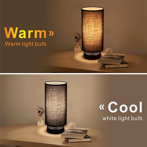 Miniatura 9 de Lámpara de mesa, lámpara de mesita de noche, lámpara de escritorio simple, lámpara de mesa cilíndrica para dormitorio, sala de estar, oficina,