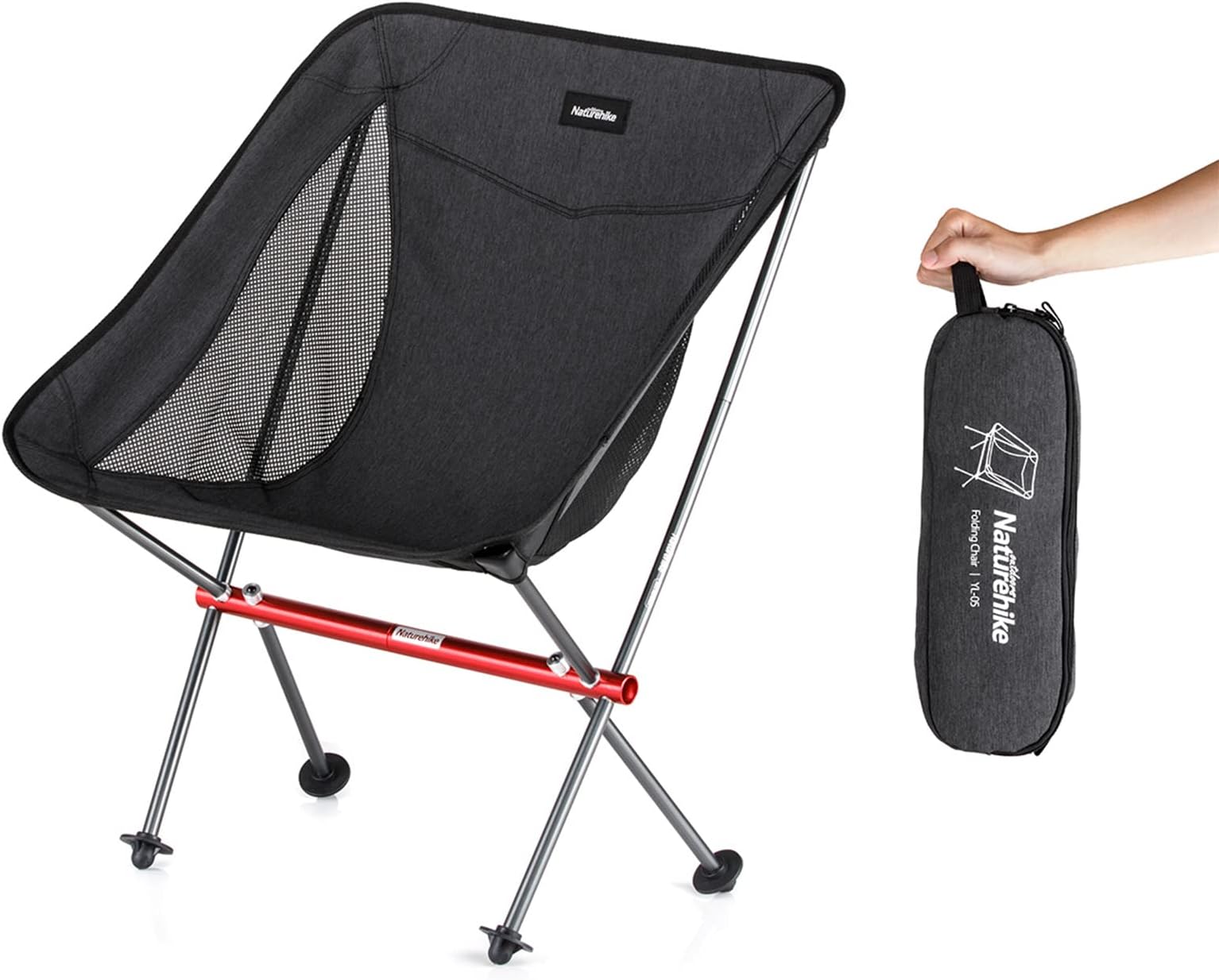 Camping Chair, Foldable with Storage Bag, Outdoor Portable Chair for Adults, Lightweight, Supports 330lbs, Backpacking Chair for Fishing, Hiking, Beach, Lawn