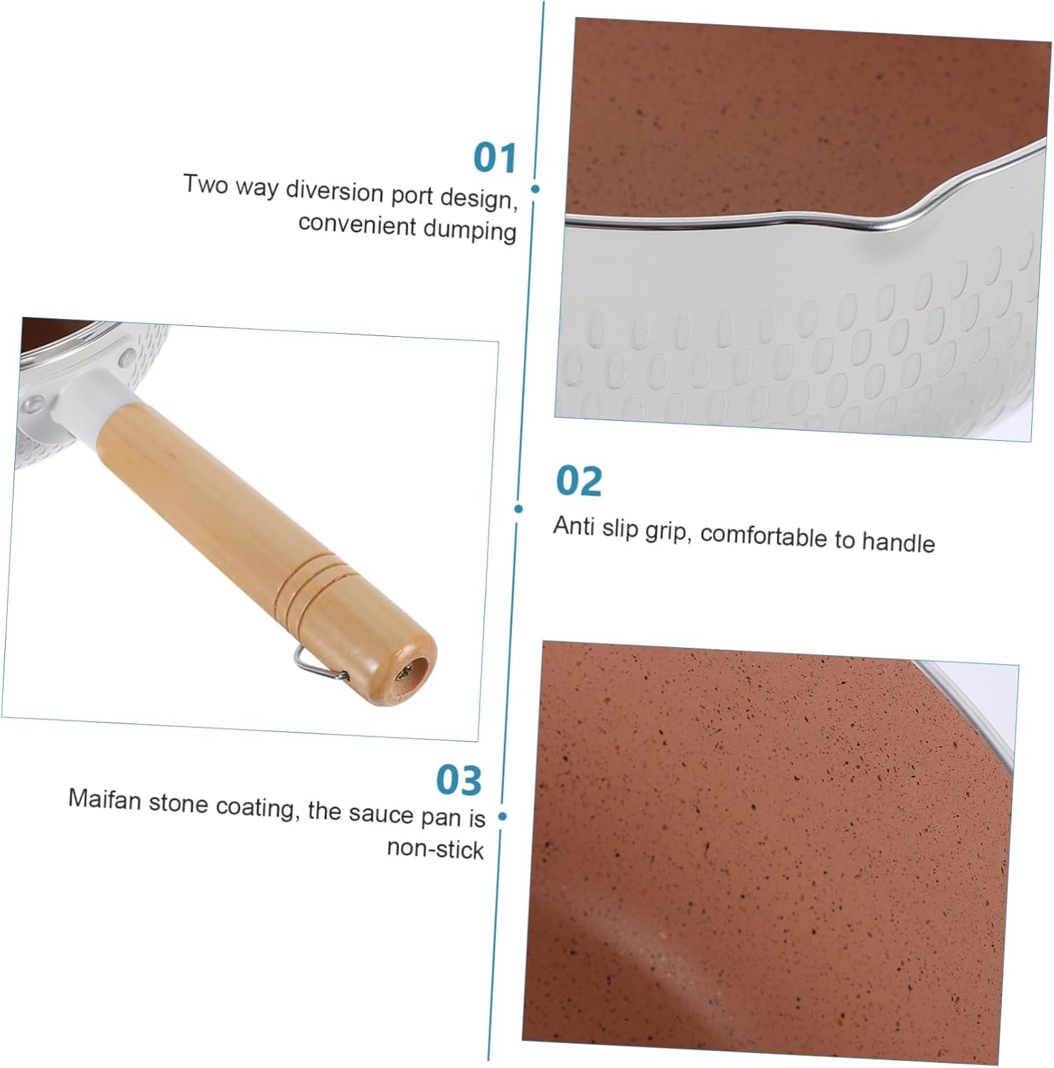 Snow Frying Pan Nonstick Saucepan Metal Saucepan Lid Maifan Stone Coating Easy Cleaning Multi-purpose