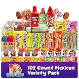Mexican Candy Mix Assortment, (102 Count) Sour, Sweet, & Spicy Variety Pack, Includes Hard Candy, Chewy Candy, Lollipops, Soft Candy, Gums, Candy Powders, Pulparindo Tamarind Bars, Spoon Candy, Great for Halloween, Snacks, Pinata, Gifts, & Parties, Popular Dulces Mexicanos Surtidos, Bundled with Ma Lit Candy Chamoy Pickle Recipe Card & Serving Ideas