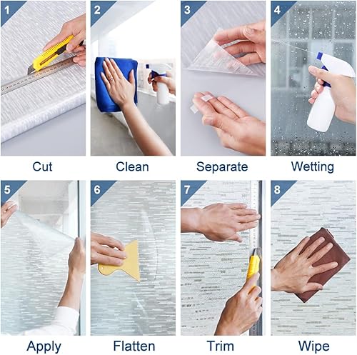 Miniatura 8 de rabbitgoo Película de privacidad para ventana, película de privacidad de vidrio esmerilado, sin pegamento, película de vidrio para puerta,