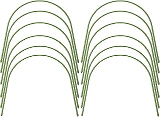 ZHDOKA 12 peças de argolas revestidas de plástico de estufa, aço longo com moldura de suporte revestido de plástico, estrutura de suporte de jardim túnel de cultivo para rede de cobertura de tecido de jardim