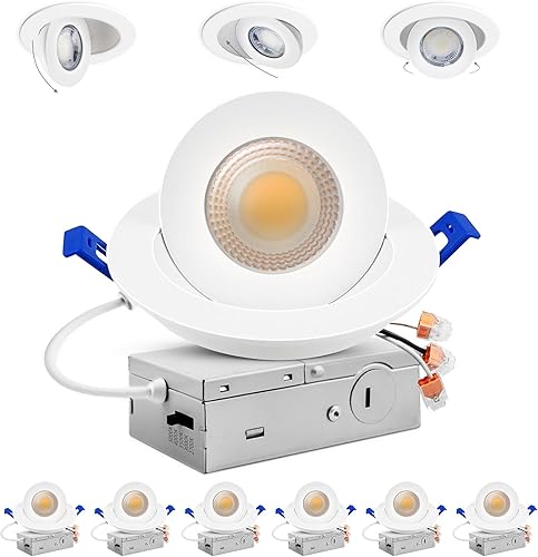 Miniatura 30 de Adetu luces LED empotrables de 4 pulgadas 5CCT con cardán en negro, iluminación empotrable direccional ajustable 360°+90°, luces de lata LED Negro-4