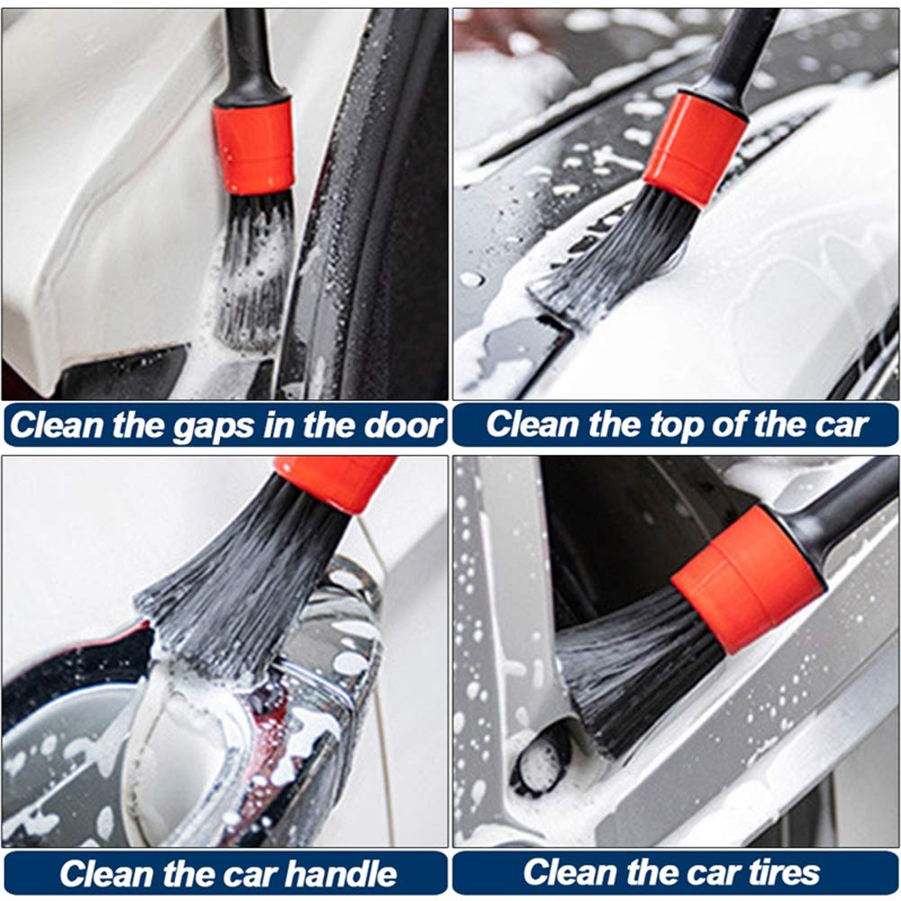 Set 25 Spazzole Per Pulizia Auto - Kit Completo Con Spazzole Morbide, Metalliche, Spugne E Guanti Microfibra - 3
