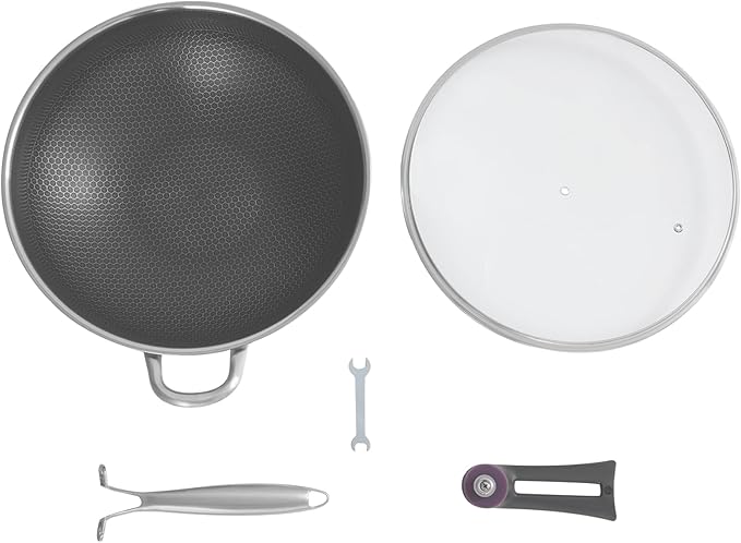 Wok de 14 pulgadas con tapa, acero inoxidable, antiadherente miniatura 7