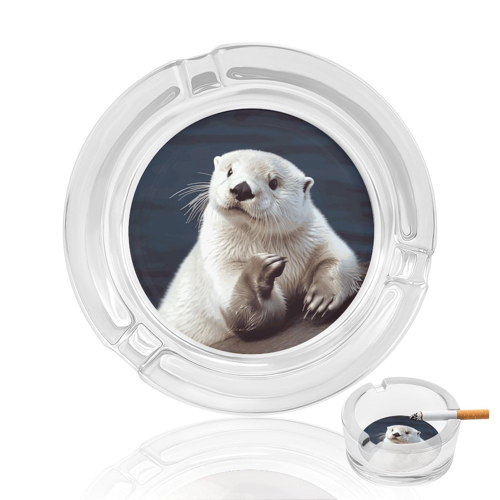Cendrier d'extérieur en verre blanc loutre, un design élégant et épuré pour la maison