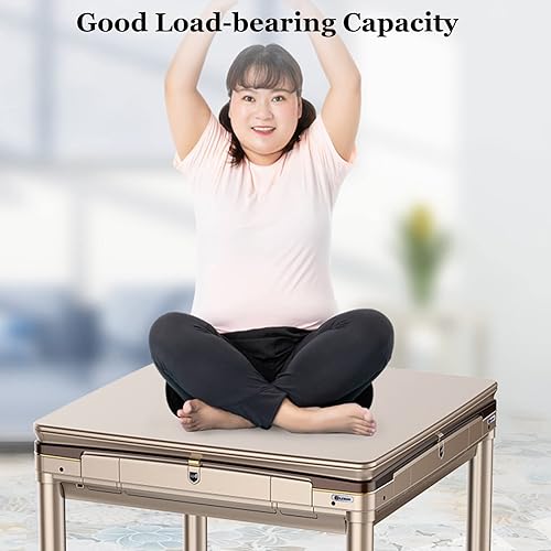 Miniatura 2 de Mesa mahjong automática plegable con 161 pulgadas 2 juegos de 144 azulejos y tela antipolvo para juego de dominó equipada con ruedas cenicero