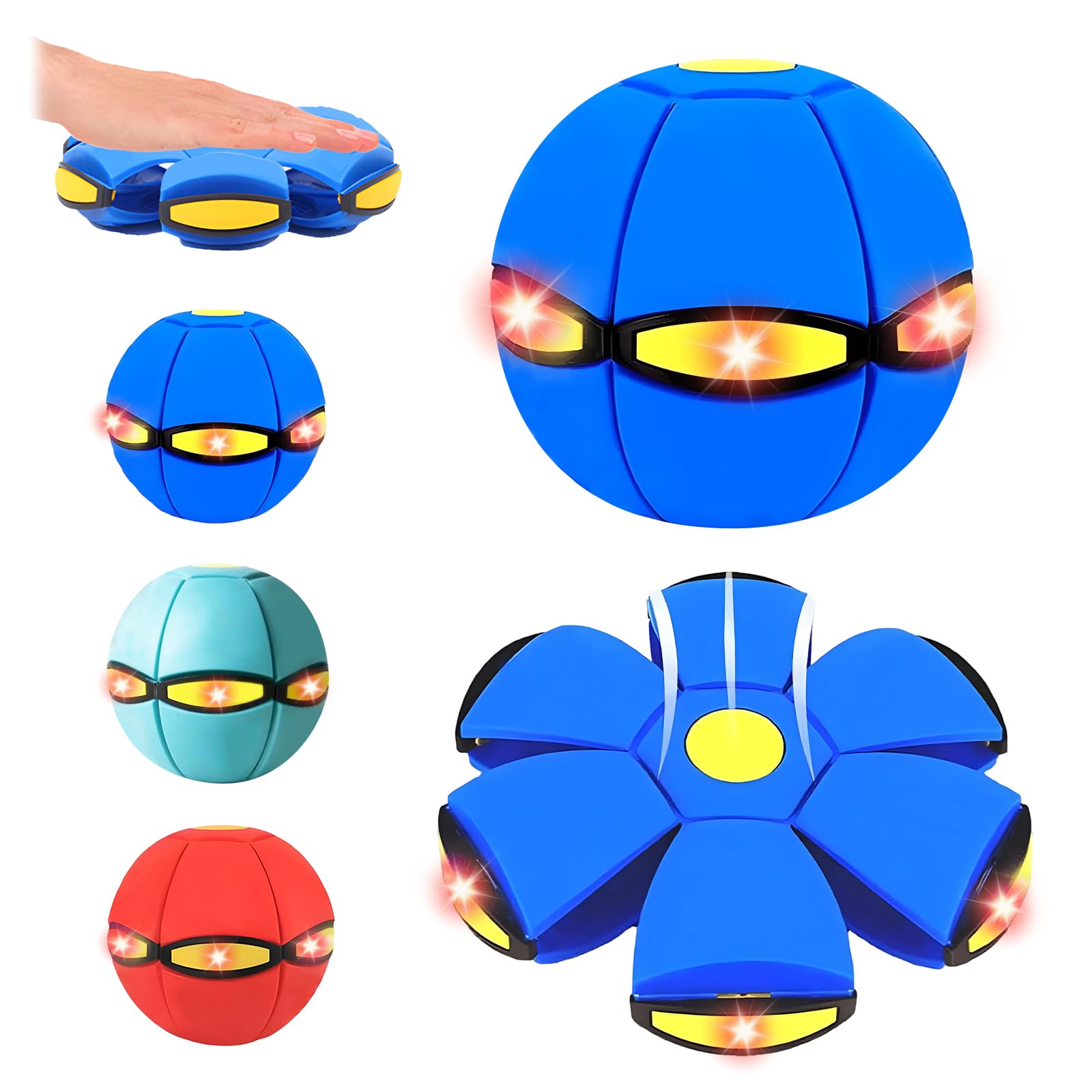 Kenmohuo Magic Bouncing Ball, Bouncy Balls, Magical Flying Saucer with 6 LED Light, Family and Pet Interactive Toys, Safe & Durable Dual Form Freely Switchable for Indoor & Outdoor Use (Dark Blue) — image 1