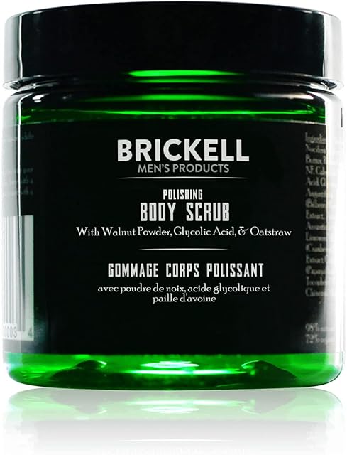 Brickell Men's Polishing Body Scrub for Men, Natural and Organic Body Exfoliator to Remove Dirt, Prevent Blemishes, and Brighten Skin (236 ml)
