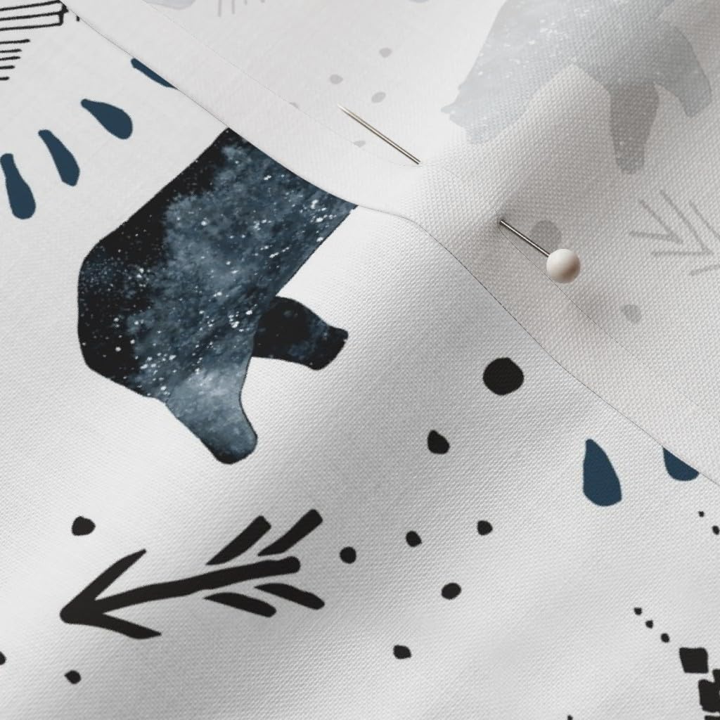 Spoonflower Fabric - Little Bear Small Arrows Mountains Woods Woodland Nature Blue Abstract Printed on Petal Signature Cotton Fabric Fat Quarter - Sewing Quilting Apparel Crafts Decor