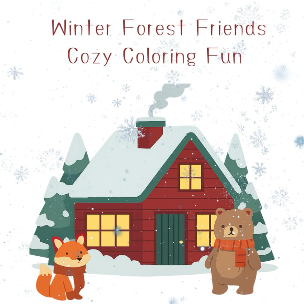 Winter Forest Friends: Cozy Coloring Fun: Cozy Winter Animals, Woodland Friends & Christmas Holiday Coloring Pages for Kids Ages 4–8