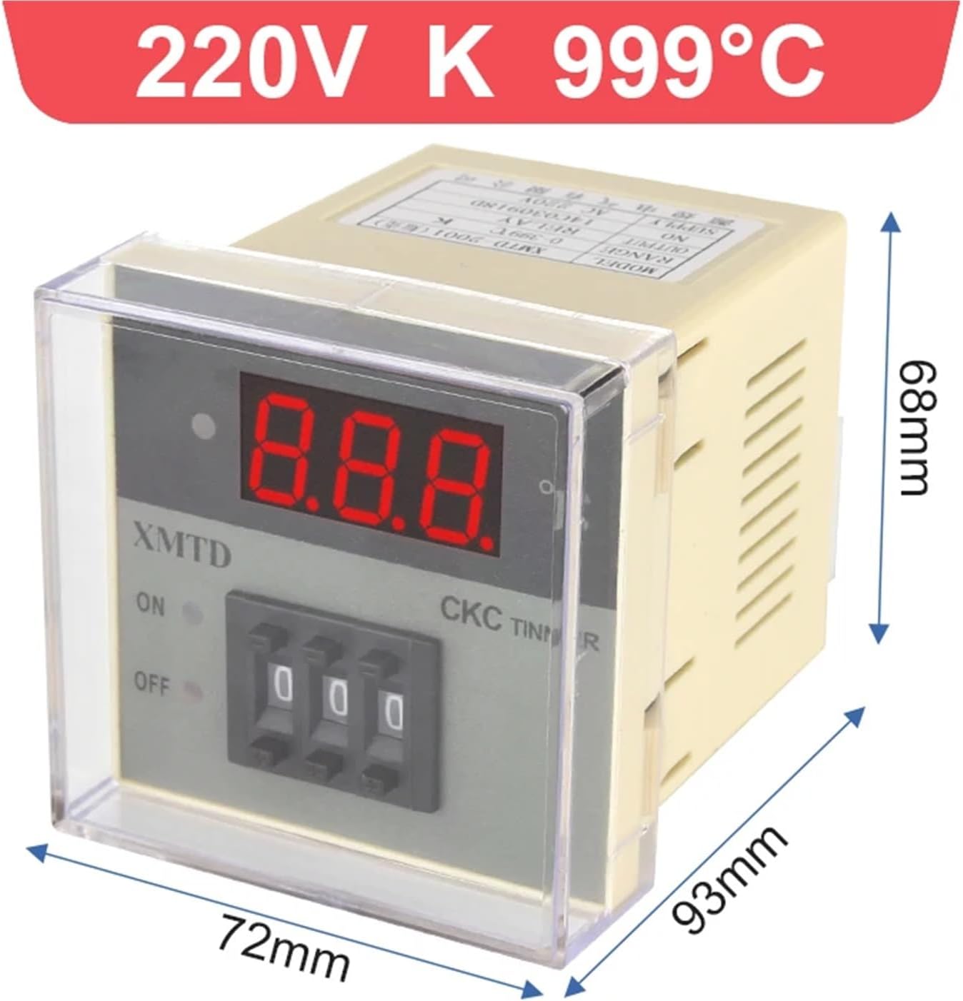 XMTD-2001 PID Digital Display Temperature Controller 0-399℃ 0-999℃ K E PT100 Thermocouple 220AC 75*75mm Thermostat 220V 110V(220V K 999)
