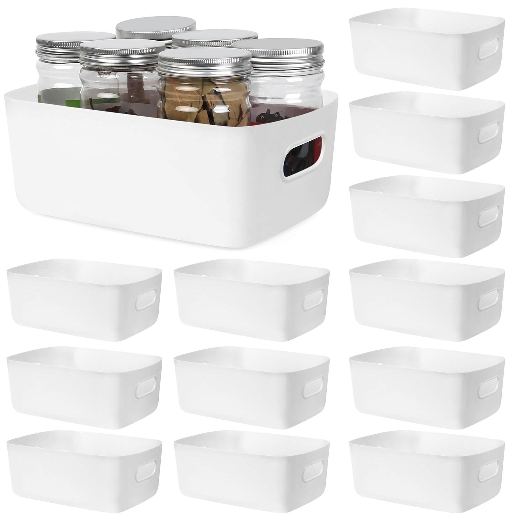 Lot De 3 Boîtes De Rangement Blanches Avec Couvercles Et Porte