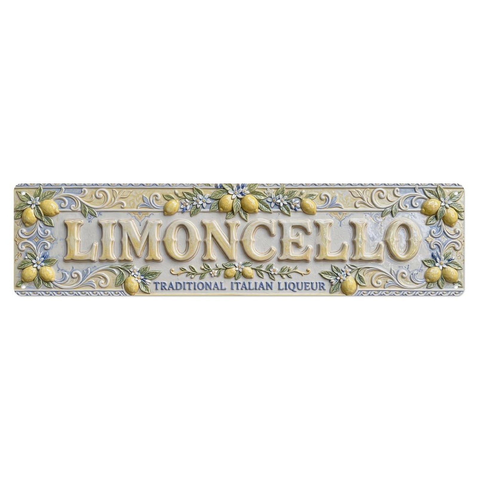Gtthok Vintage Style Vintage Limoncello Raised Porcelain Liqueur Metal Tin Sign Plaque Wall Decor For Cafe, Club, Garden Metal Poster 4X16inch