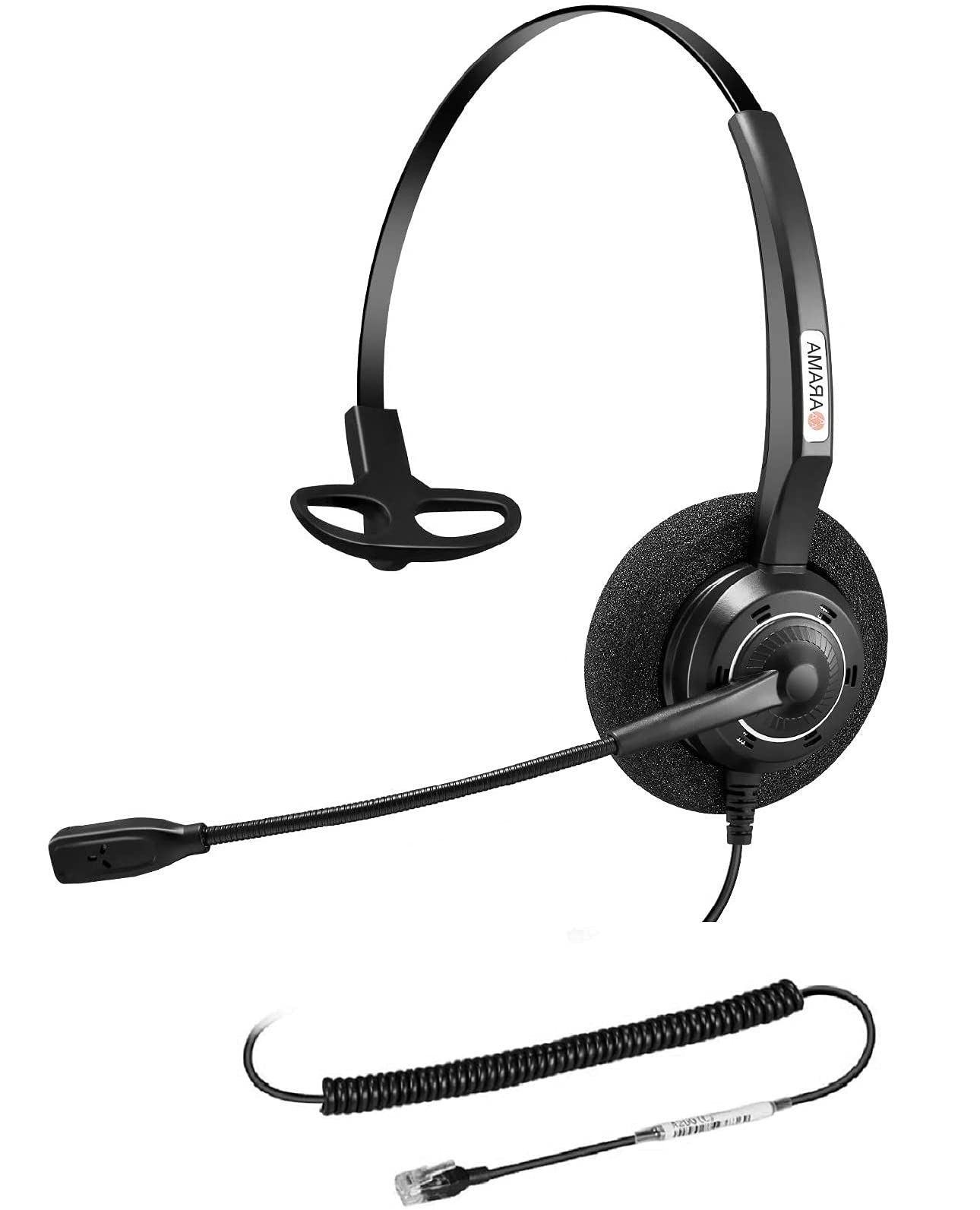 AramaPhone Headset RJ9 with Noise Cancelling Mic Compatible with Polycom VVX311 VVX410 VVX411 VVX500 Mitel 5320e Avaya 1408 1416 5410 ShoreTel 230 420 480 NEC Landline Phones