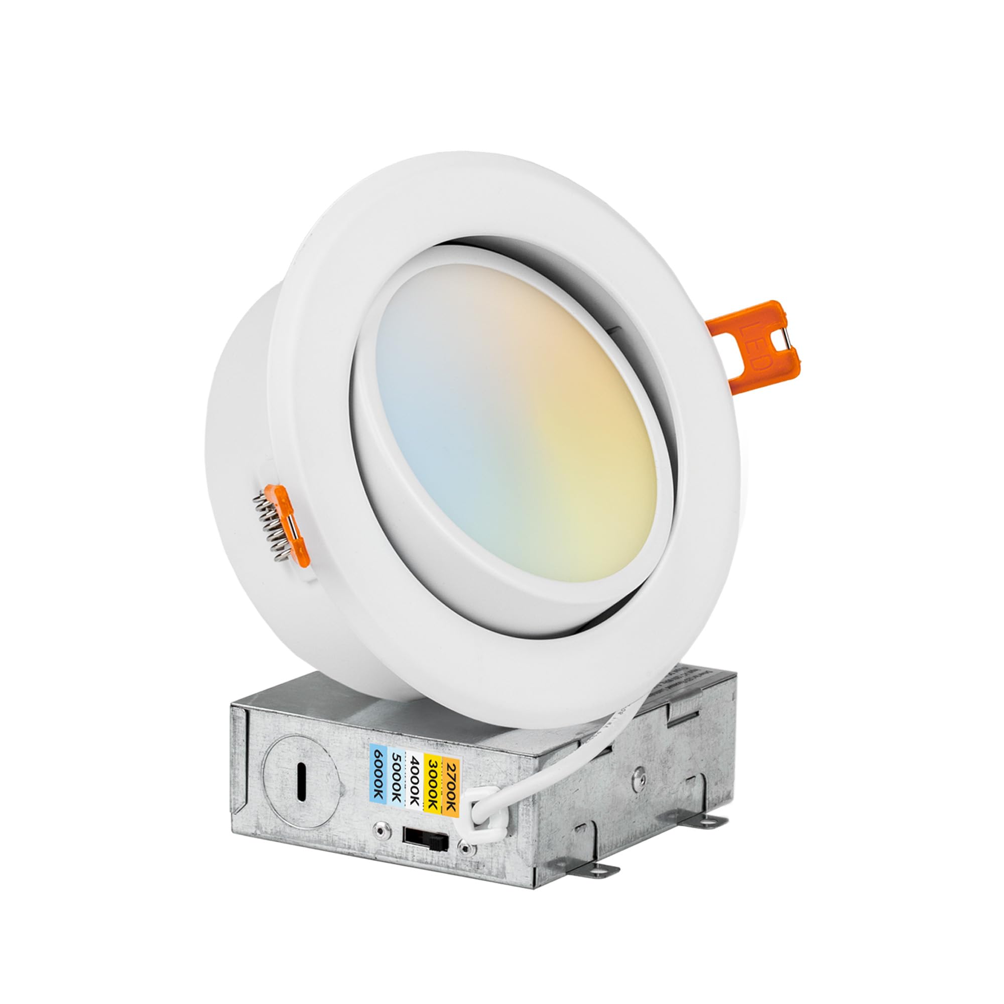 PROCURU [1-Pack] 4-Inch Gimbal Air-Tight LED 2700K-6000K 5CCT Color Selectable, Adjustable, Rotate & Swivel Ultra-Thin Heavy Duty Recessed Ceiling