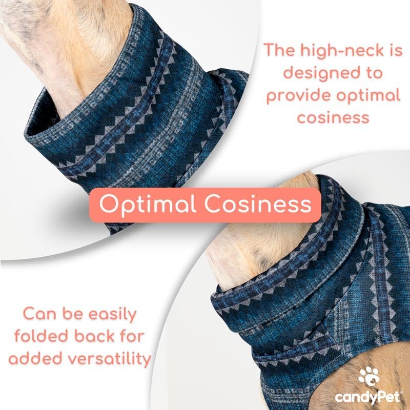 Acrylic Wool Sweater: Style, Warmth, and Comfort – Elegant Design and Snug Fit – Cold Protection – Ideal for Whippets, Greyhounds, and Italian Greyhounds – Ethnic, Whippet-M