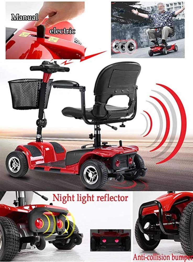 Lekki wózek inwalidzki, lekkie koła Dgpoad Skuter elektryczny dla dorosłych Skuter elektryczny do mobilności Heavy Duty Seniors Travel Scooter, składana, otwierana poręcz, siedzisko o szerokości 43