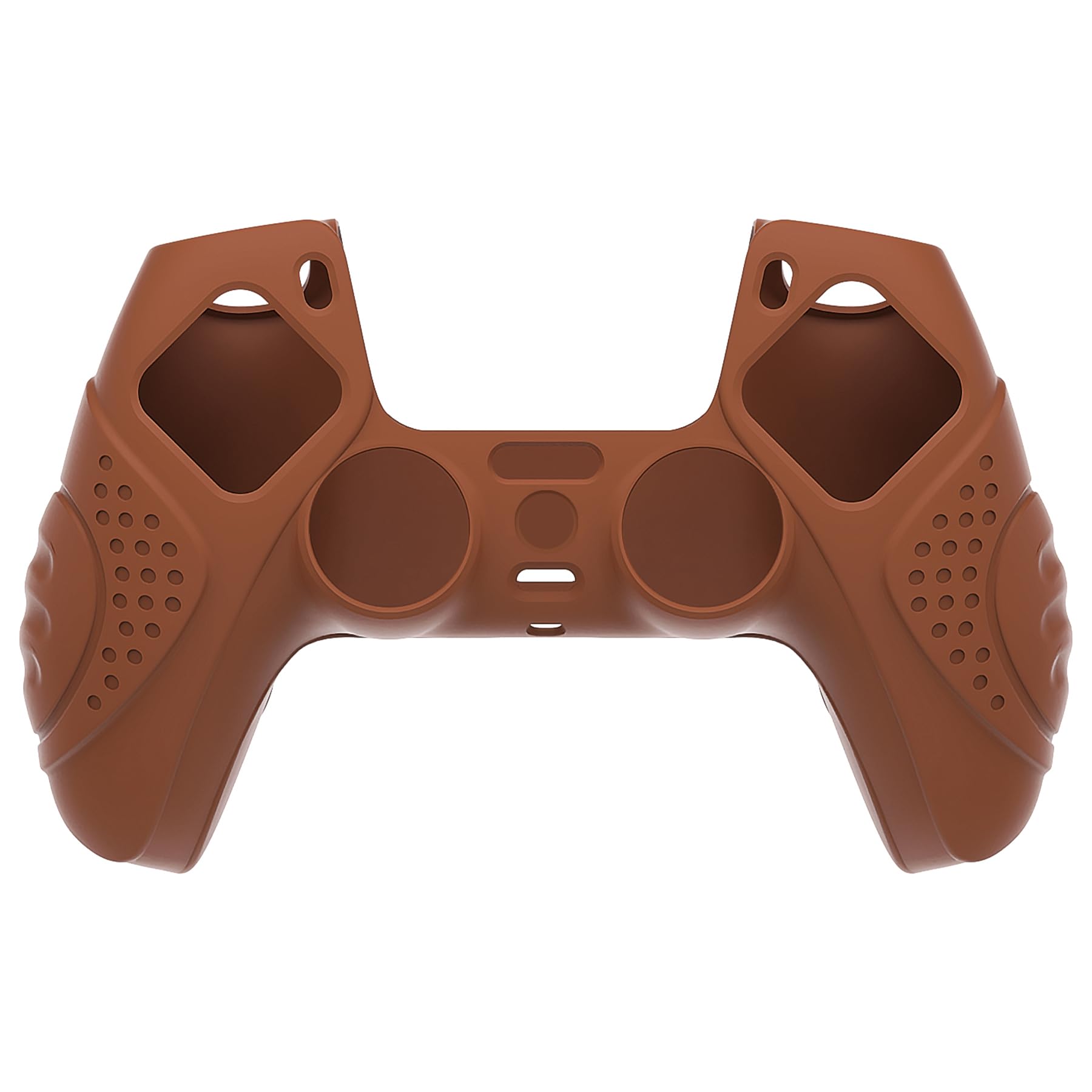 eXtremeRate PlayVital Funda de Silicona para ps5 Mando - Carcasa Protectora Suave y Antideslizante con 2 Tapas de Joystick, Compatible con DualSense, Accesorio para ps5 (Edición Guardian-Señal Marrón)