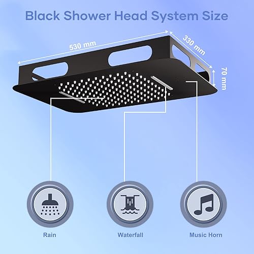 Miniatura 6 de Sistema de ducha termostático, sistema inteligente de chorros de ducha LED en pared con chorros corporales, sistema de cuerpo completo negro mate de