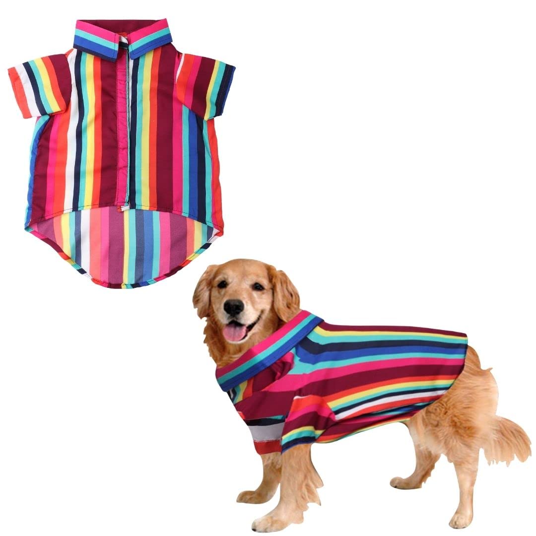 Sage Square Funky Soft Material Dog Shirt | Cool/Funky Print Pet | Soft Light Weight | Comfortable & Breathable Dog Clothing | Trendy Vest Outfit (Colorfull Stripes Print) (Medium - 18inch) (B0B689H3CD) Amazon Price History, Amazon Price Tracker