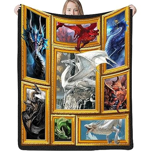 Dragon Blanket for Boys Men Dragon Throw Blanket for Kids Adults Ultra Soft Cozy Flannel Blanket for Couch Sofa ​Bed Blanket (50" x 60") Cover