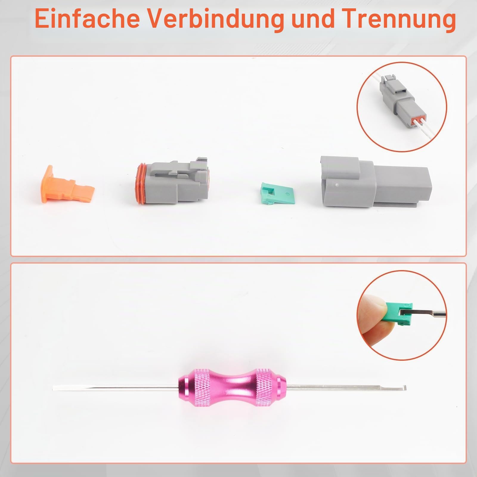 924-teiliges Deutsch Stecker Kit, DT Deutsch Steckverbinder Set, Kfz Steckverbinder mit Crimpzange, Abisolierzange & Entriegelungswerkzeug, 2/3/4/6/8/12-polig, kompatibel mit DT Serie