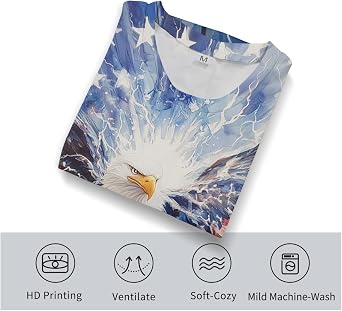 Men's Creative American Flag T-Shirt Eagle Fashion Tie Dye Graphic Tee Shirt Short Sleeves