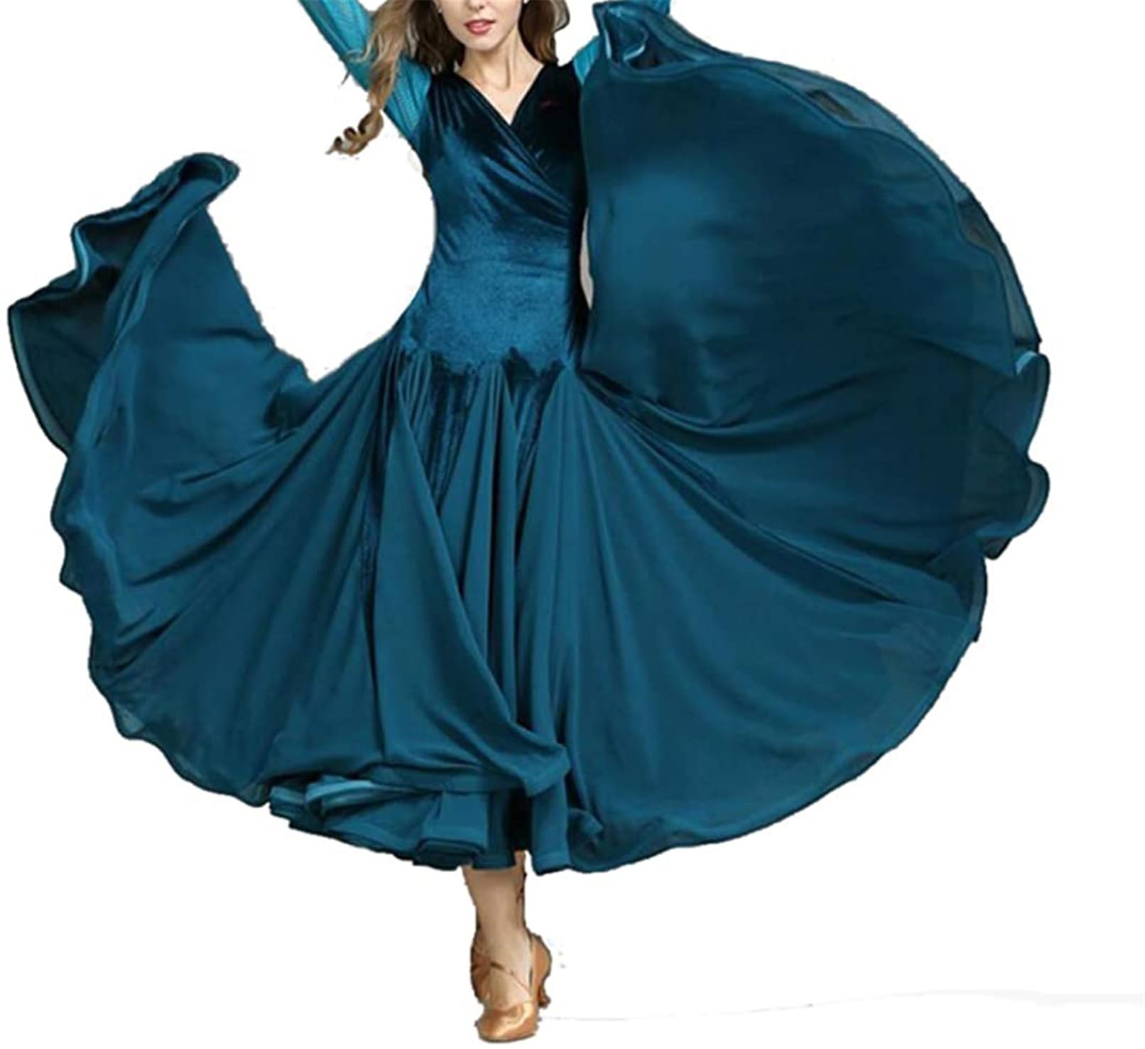 Female Salón De Baile Vestido De Baile Estándar Tango Waltz Disfraces De Manga Larga Danza Vestidos De Competición De Baile Moderno Trajes De La Etapa De Baile