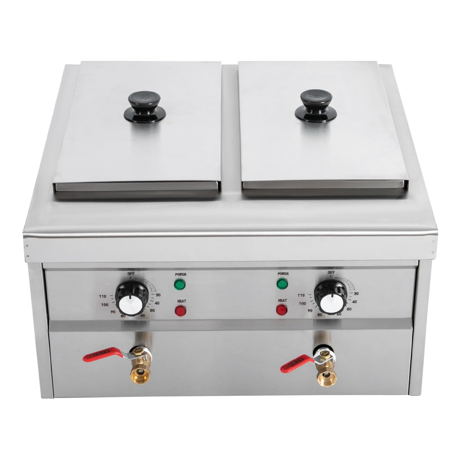 Fornello per pasta elettrica, 2 x 2 KW, comoda macchina per pasta con 4 cestelli, 220 V, design a 4 fori, capacità nominale 2 x 9 l, temperatura regolabile 30 – 110 °C