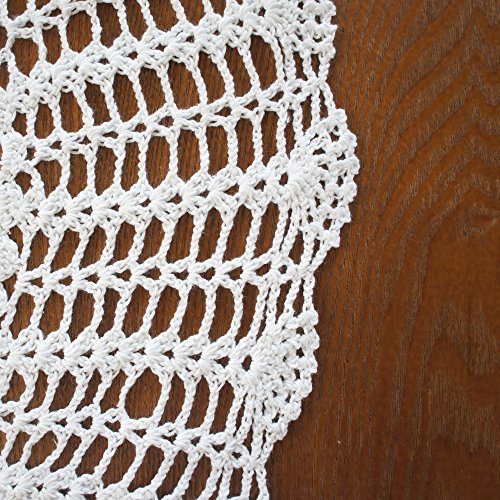 Ustide 31.5Inch White Round Handmade Crochet Sunflower Tablecloth Cotton Lace Table Doilies #TOP3