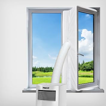 Portable Air Conditioner Window Seal Kit,Hot Air Stop Air Exchange Guards with Zip 158 inch ac Window Seal Kit Hot Air Stop Air Exchange Guards with Zipper Portable air Conditioner Window kit