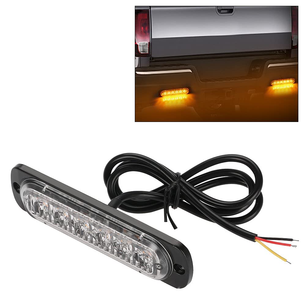 4 Feux Stroboscopiques LED Jaunes 12-24V - Barres Lumineuses Avertissement Voiture Camion