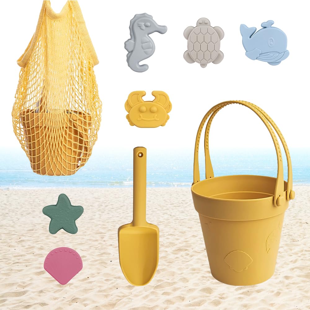 Lotvic Juguetes de Playa para Niños, 8 Piezas Juguetes Playa Silicona,Niños Material Silicona Juguetes Arena, Juguetes de Playa al Aire Libre Niños Niñas, Juguetes de Arena de Playa para niños