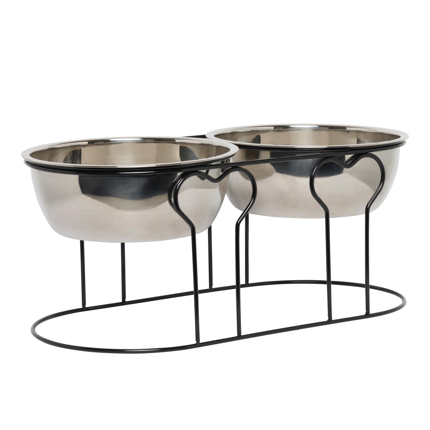 YML 7 Pulgadas Forjado Hierro Soporte con Doble comedero de acero Inoxidable Cuencos