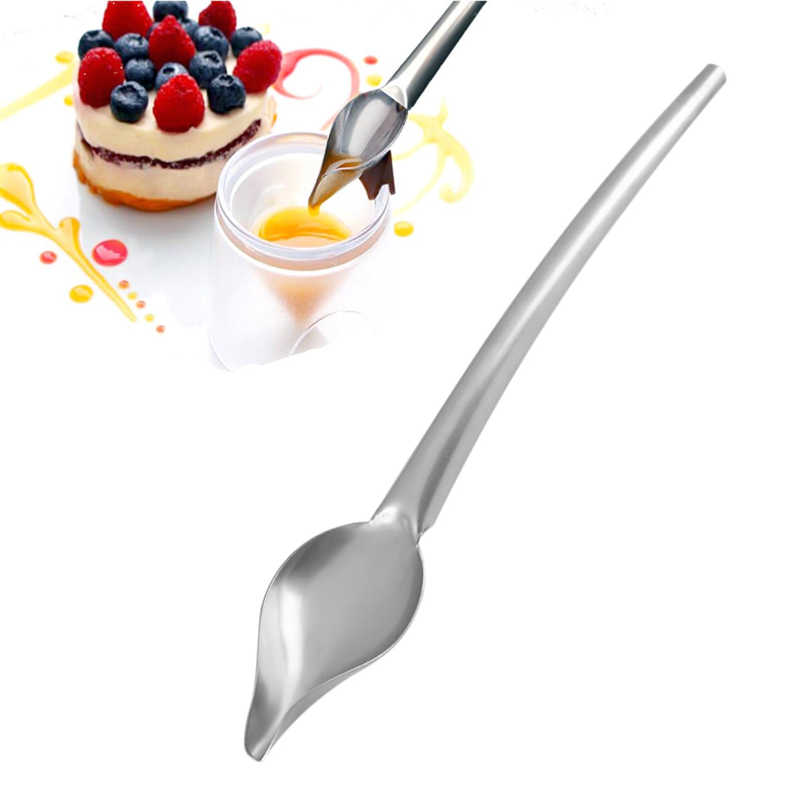 Enforose Stainless Steel Chocolate Decorating Spoon, Professional Precision Dessert Drawing Tool for Plates, Rust Resistant & Durable (22cm Length)