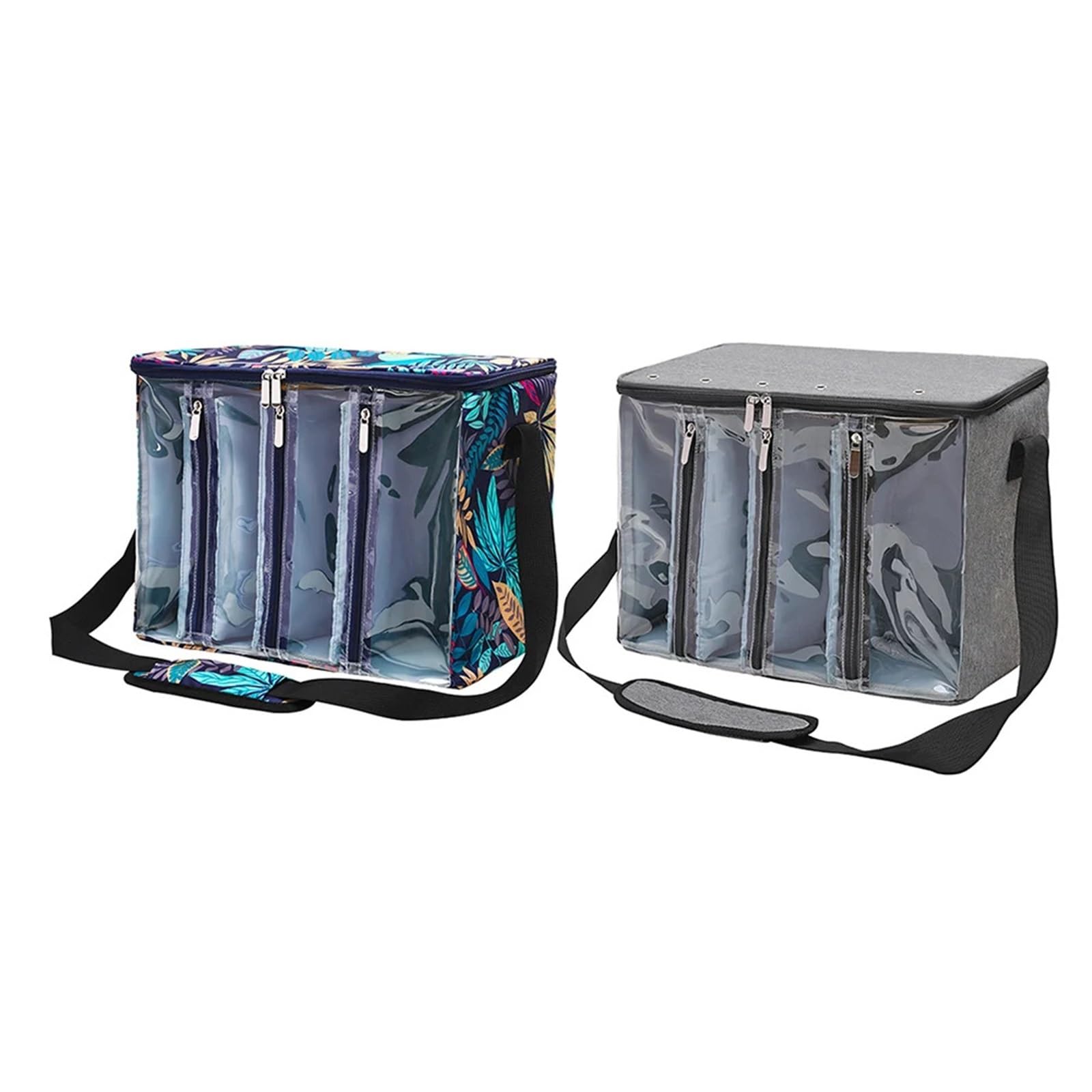 Bolsa de hilo for agujas de tejer, bolsa de hilo portátil transparente y Visible, correa telescópica for accesorios de costura(Gray)