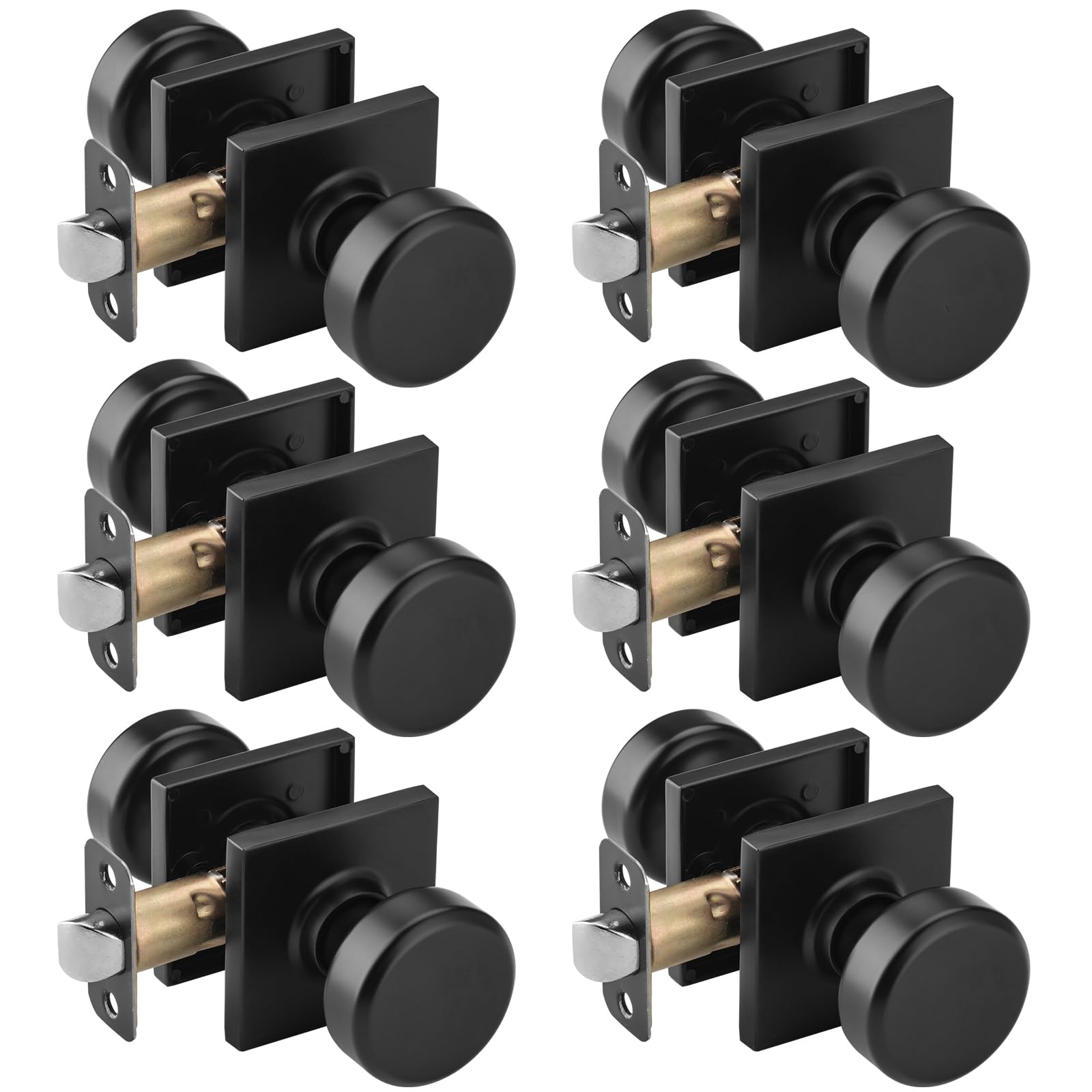 Brushed Gold Door Knobs - 6 Pack with Lock -21