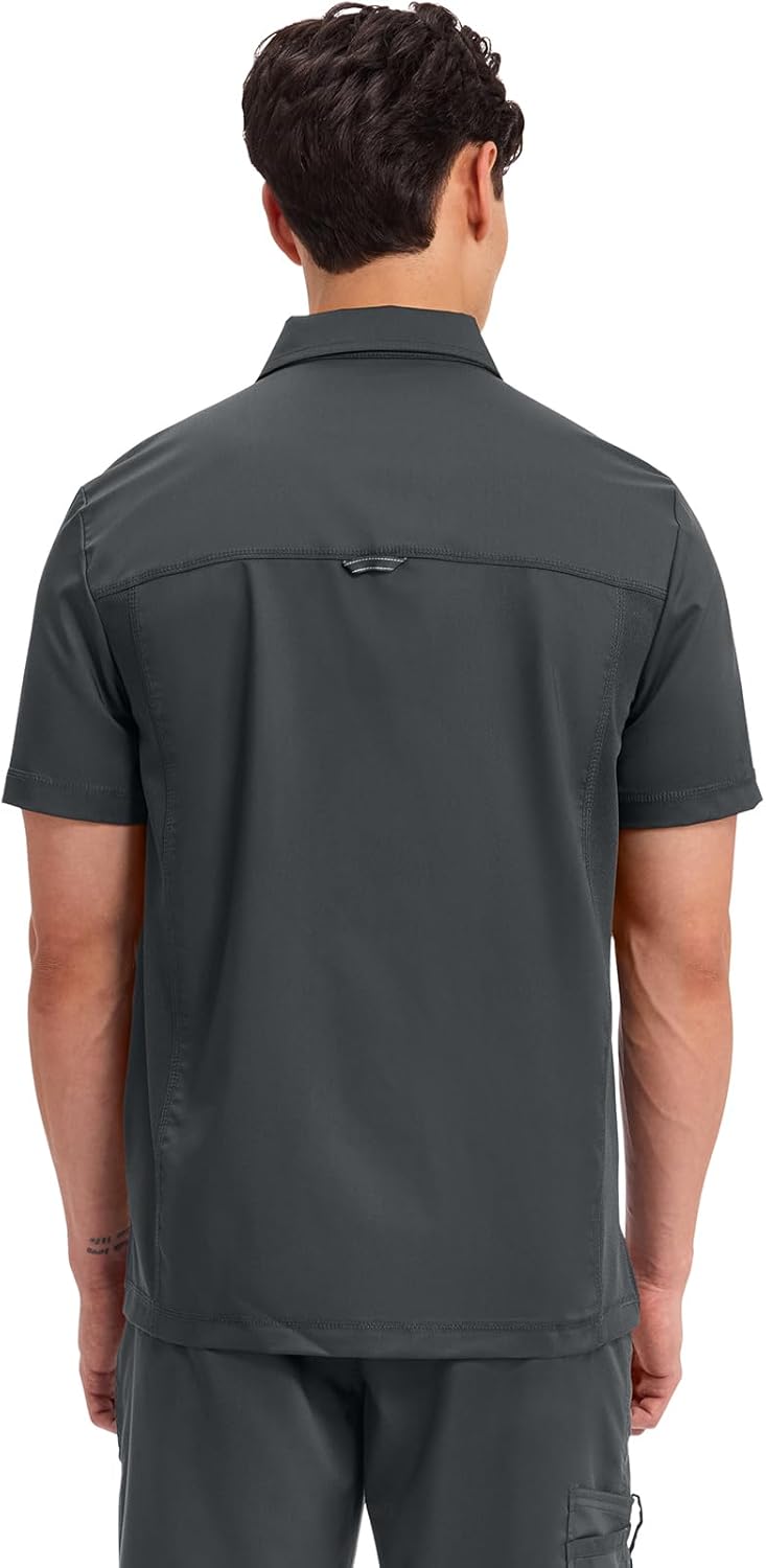 Cherokee Scrubs for Men Polo Nursing Scrub Top with Chest Pocket, Breathable Mesh, Ultra Soft 2-Way Stretch Fabric – WW615