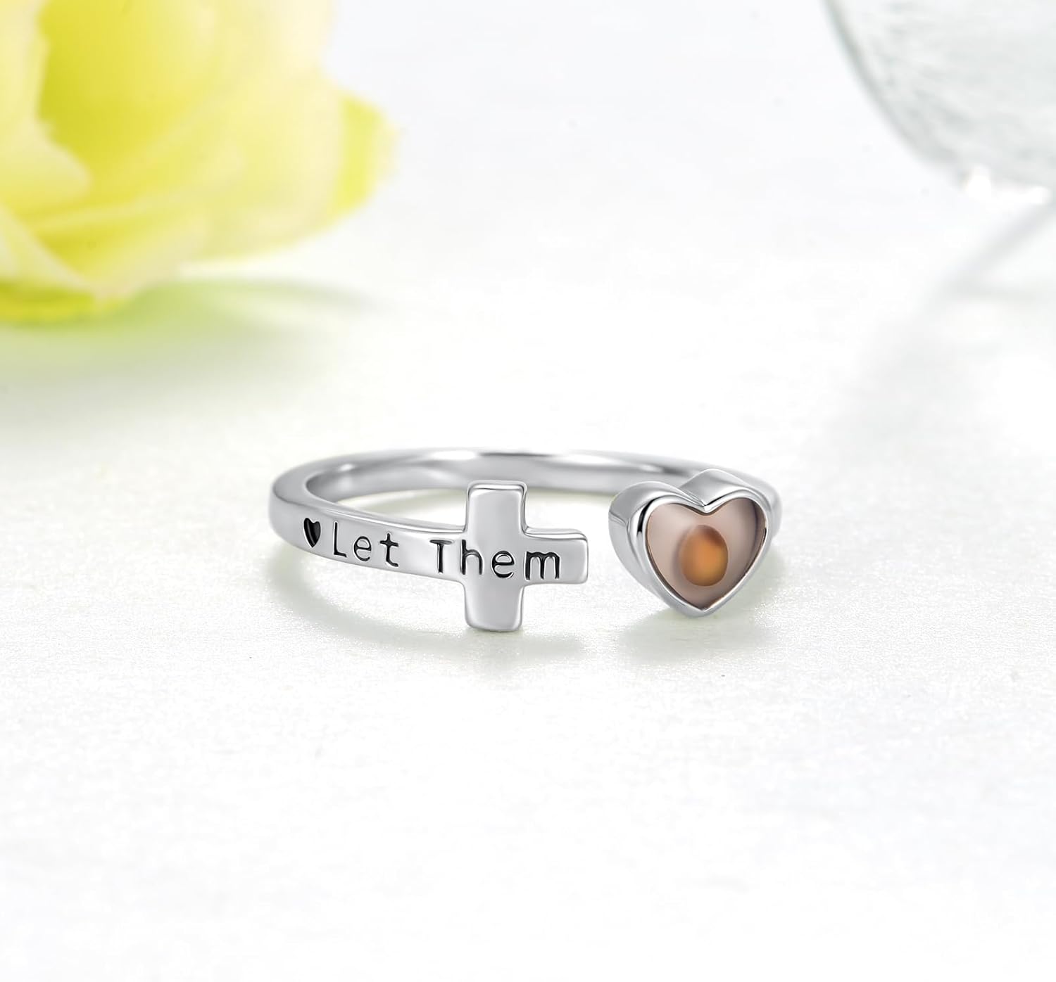 Mustard Seed Christian Faith Ring 925 Sterling Silver Let Them Adjustable Open Ring Mustard Seed Jewelry Gifts for Women
