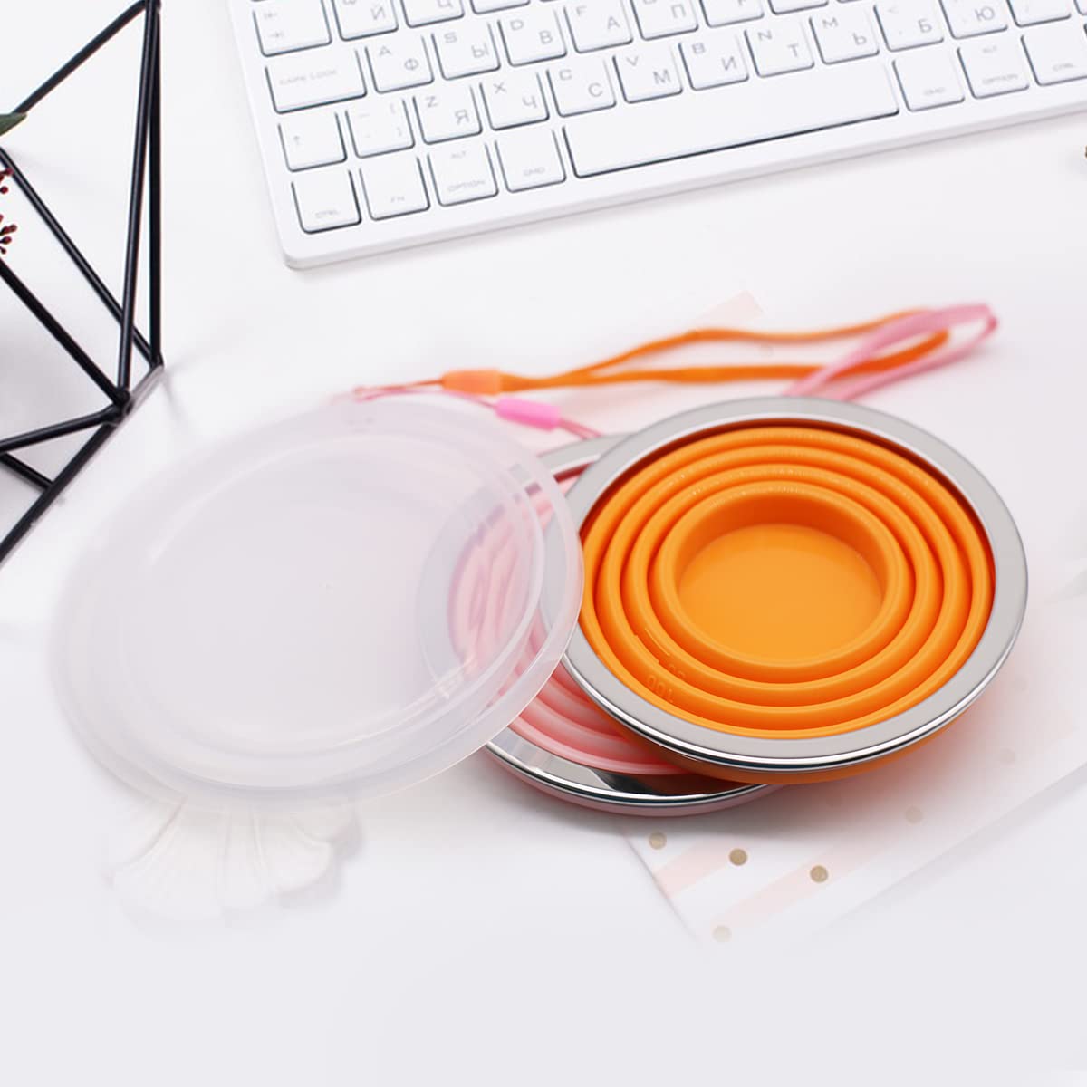 Tazze Di Silicone Pieghevoli Da Viaggio - 2 Pezzi Con Coperchio, Per Escursionismo - Foto 8