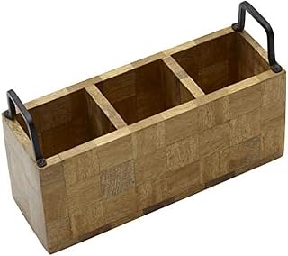 Gourmet Basics by Mikasa Avery Checkered Wood Flatware Caddy, Assorted