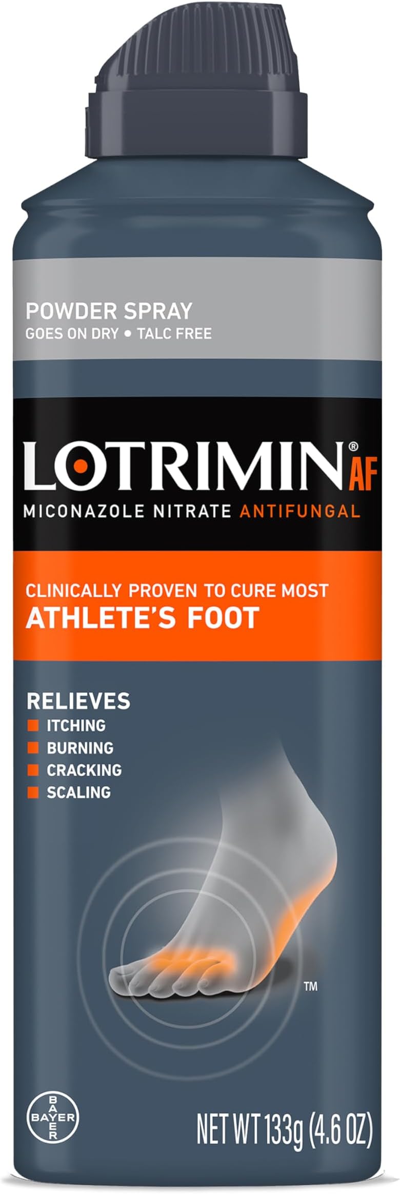 AF Athlete's Foot Powder Spray, Miconazole Nitrate 2%, Clinically Proven Effective Antifungal Treatment of Most AF, Jock Itch and Ringworm, 4.6 Ounces (133 Grams) Spray Can
