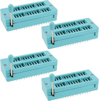 4pcs 28 Pin IC Test ZIF Socket 2.54mm Pitch DIP Board Socket Integrated Circuit IC Socket for Microcontroller Chip Breadboard Program IC's