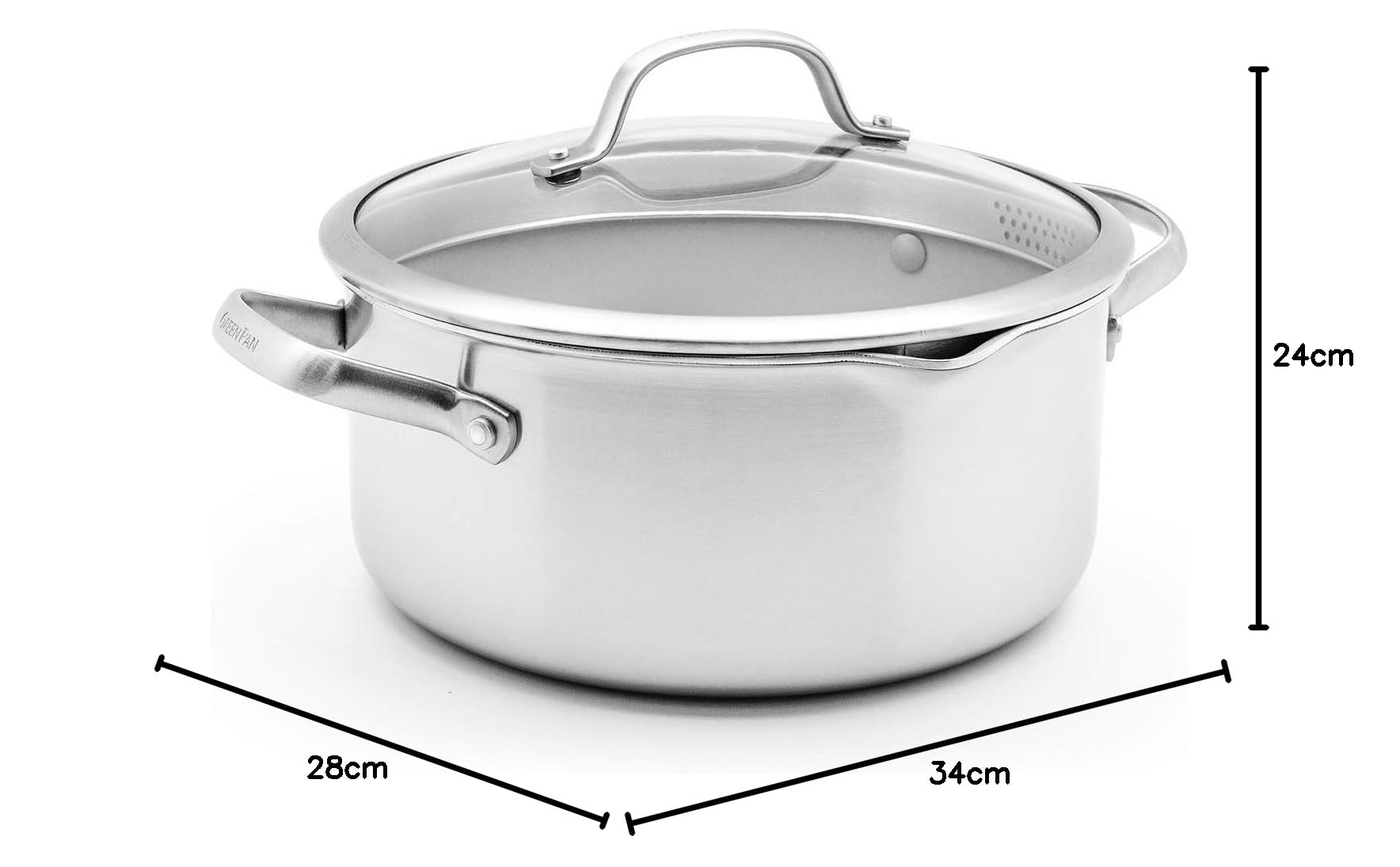 GreenPan, Venice Pro Statek ze stali nierdzewnej Zestaw z pokrywką, 7,62l, szary