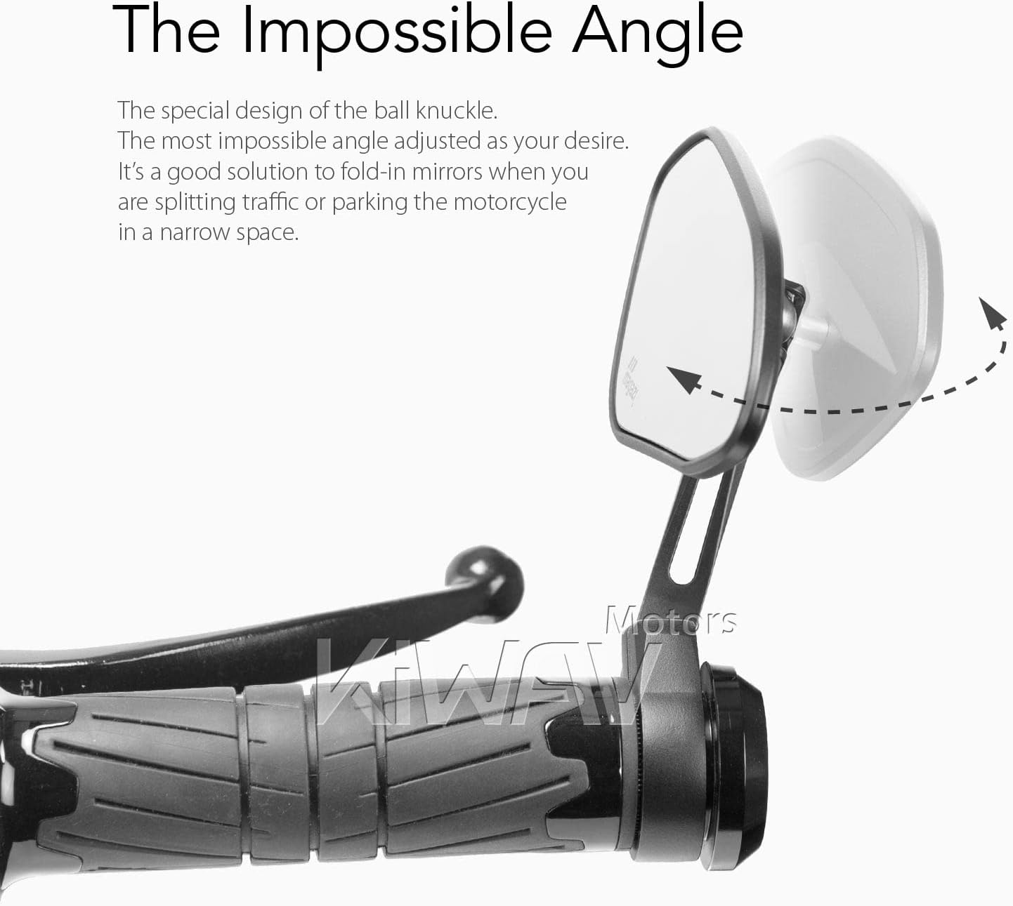 KiWAV バーエンドミラー ブレード 黒 M12ネジ式ハンドル用 左右セット