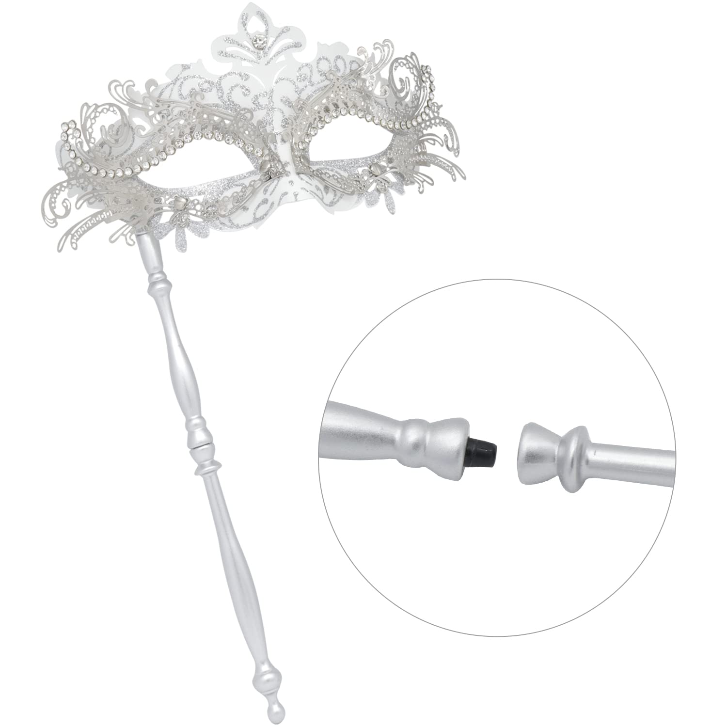 Coddsmz Couple Masquerade Mask with Holding Stick Venetian Halloween Costume Mask Mardi Gras Mask Cosplay Party Costume Mask - Image 4