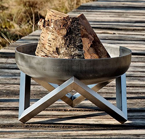 Svenskav Feuerschale Z 63cm für Garten & Terrasse (Rohstahl, XXL)- Design Feuerschalen rund für Outdoor Feuerstelle- Feuerfeste Schale groß geeignet für Grillrost, Grillen, BBQ, Lagerfeuer-4